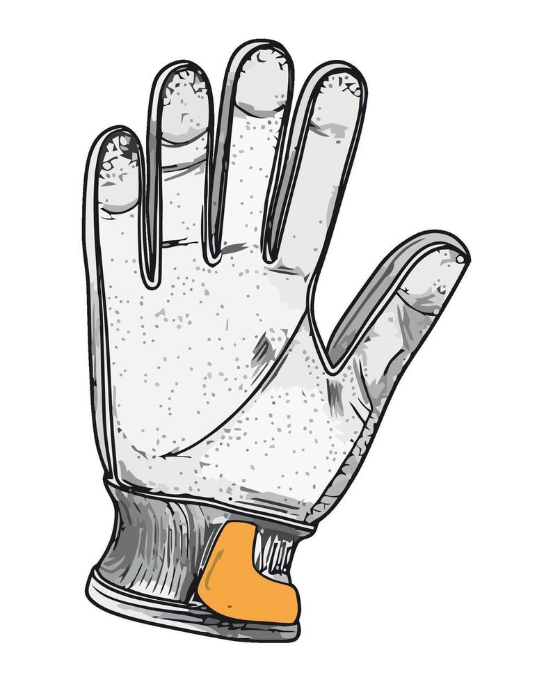 Protective glove pointing to creative hand sketch icon isolated vector