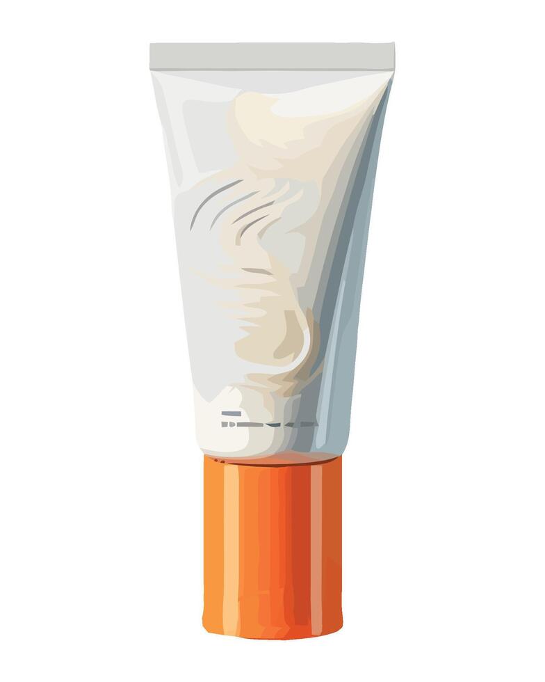 Shiny plastic tube of suntan lotion icon isolated vector