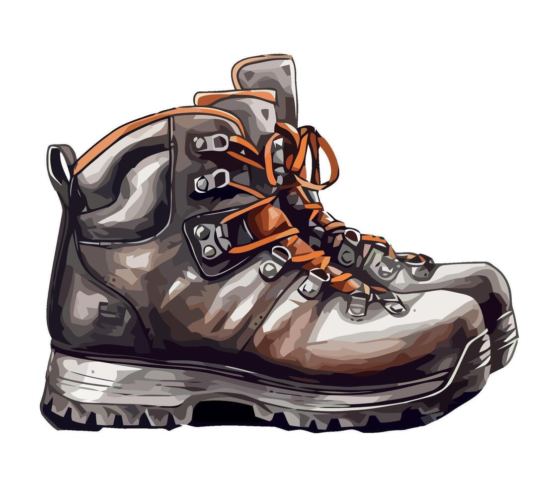 leather hiking boots icon isolated vector