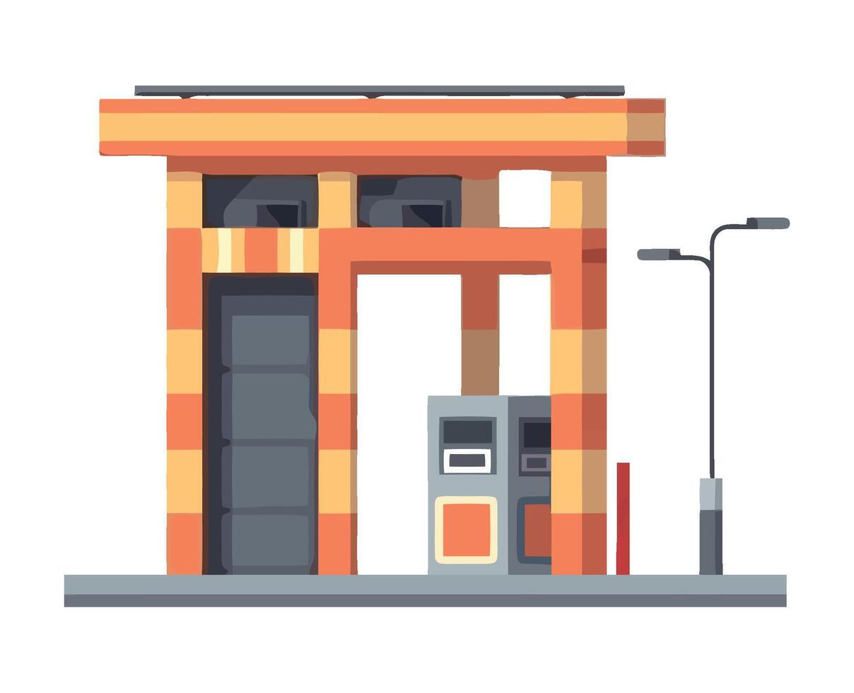 Modern station with lamp post icon isolated vector