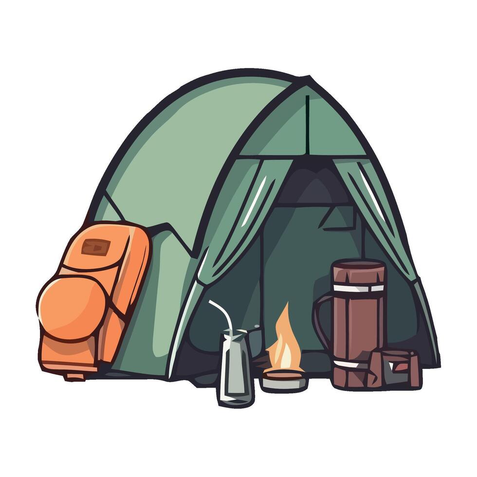 Adventure in nature camping, hiking and exploring icon isolated vector