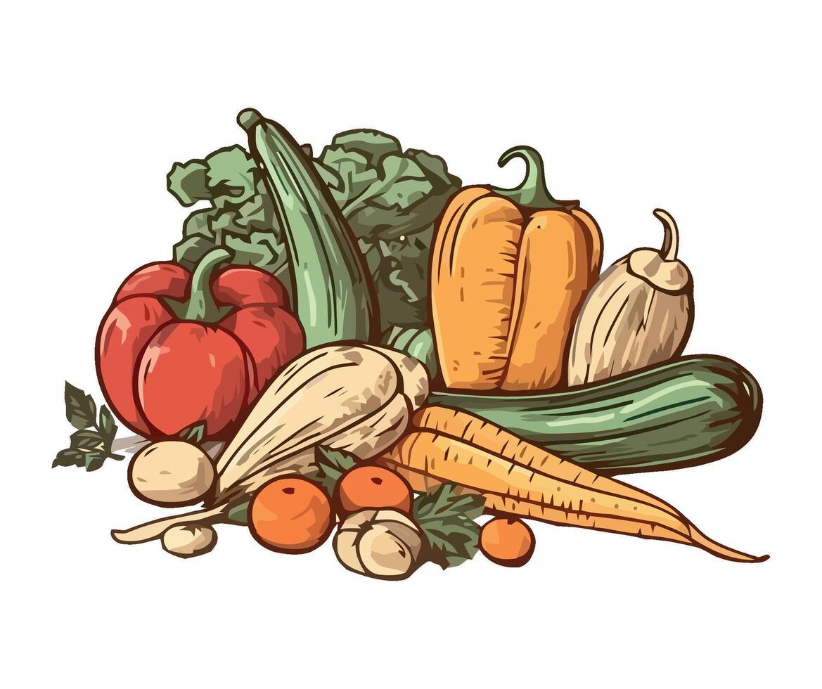 Fresh vegetables for healthy cooking meals icon isolated vector
