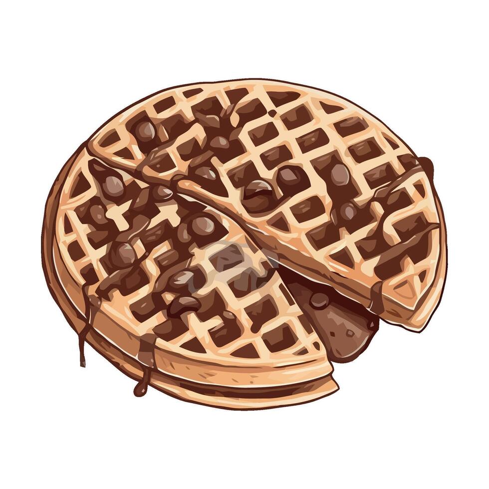 Sweet chocolate waffle with cream icon isolated vector