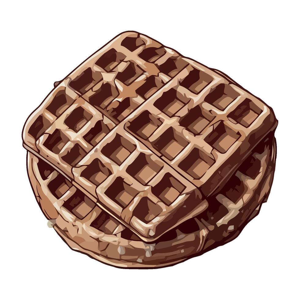 Sweet waffle meal with honey and chocolate vector