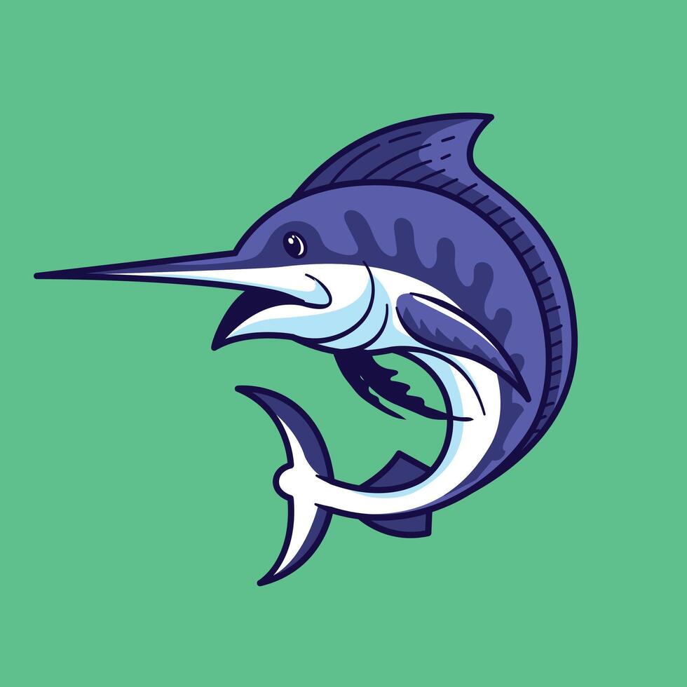 Sailfish mascot character cartoon illustration vector