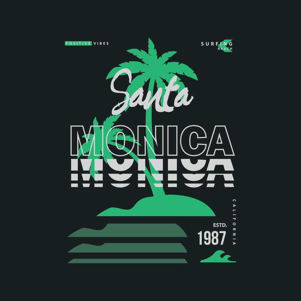 Califonia beach santa monica illustration typography. perfect for t shirt design vector
