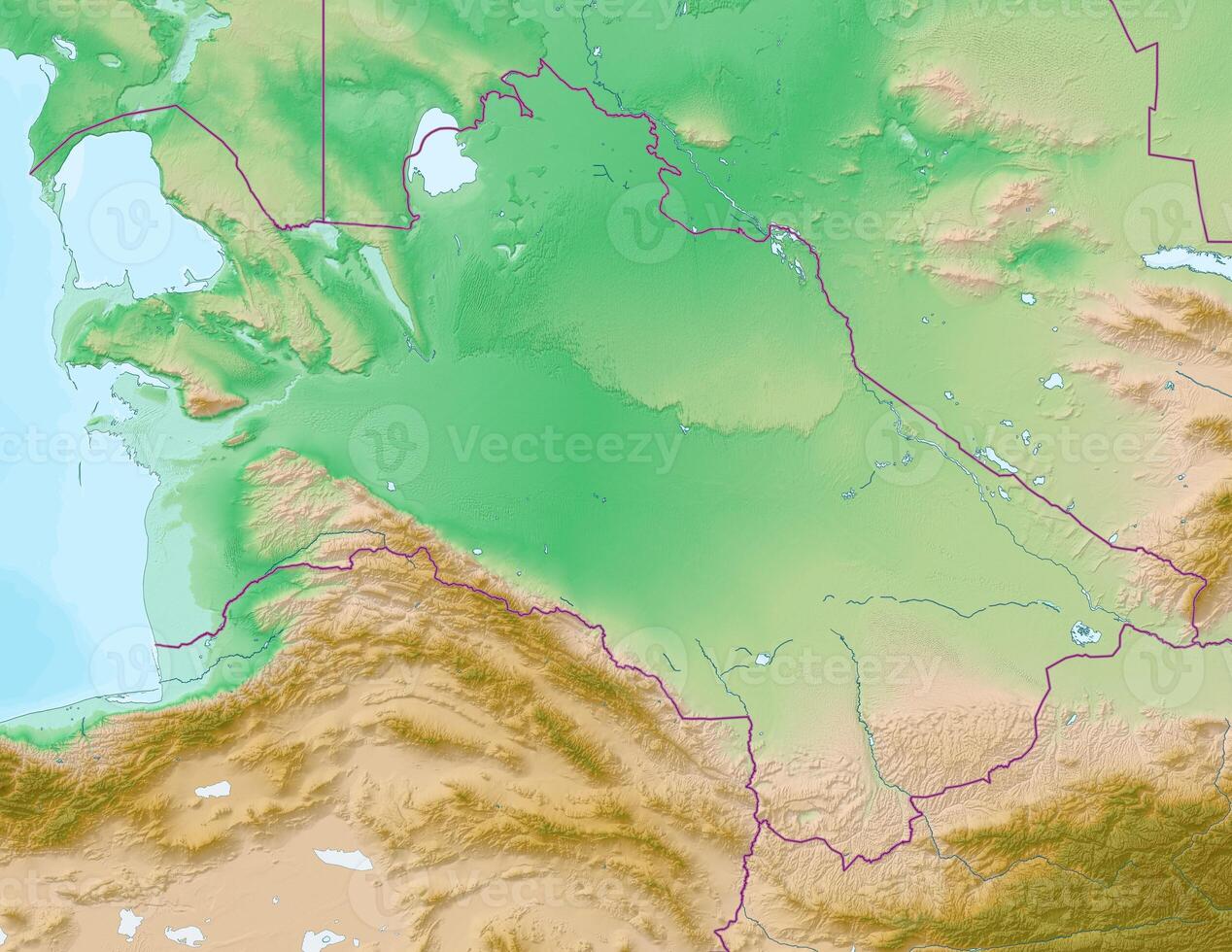 Blank physical topographic map of Turkmenistan photo