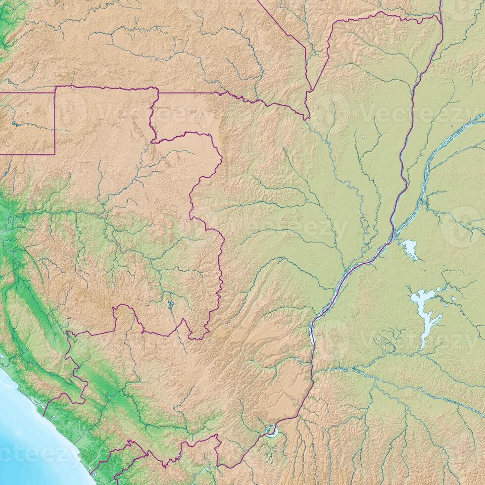 Blank physical topographic map of Congo photo