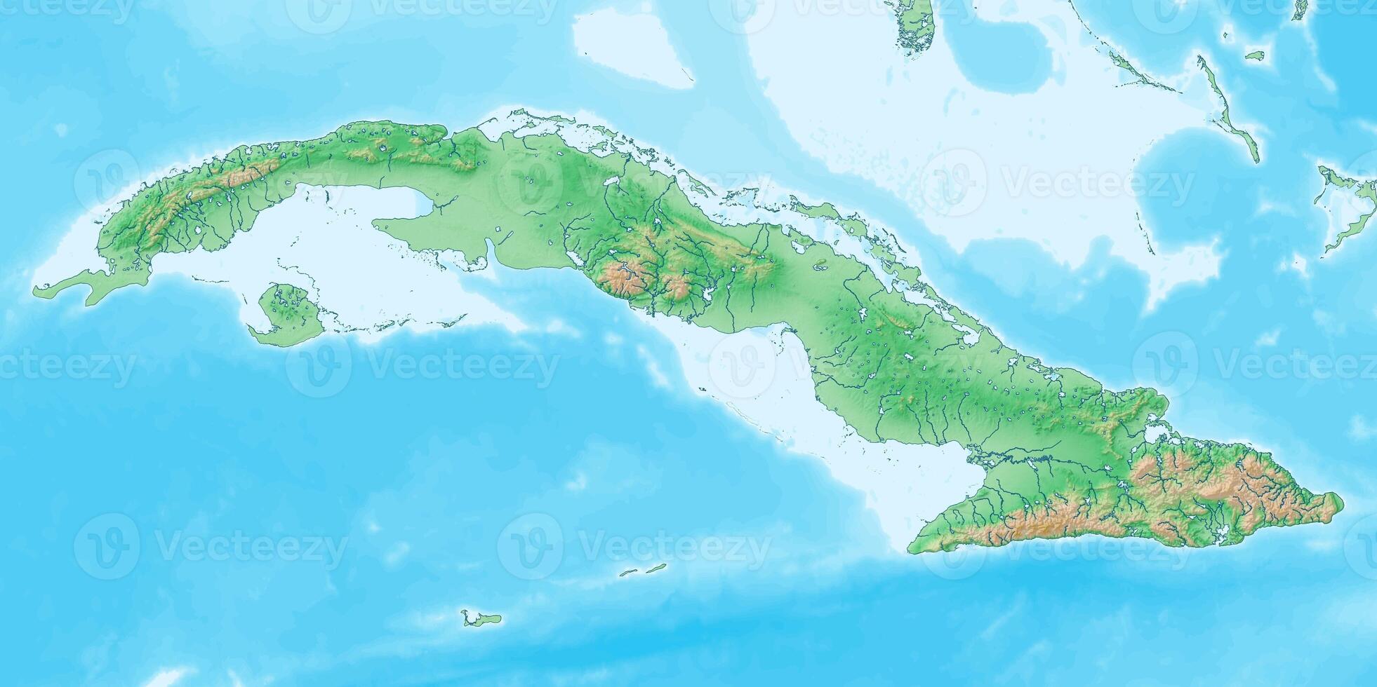 Blank physical topographic map of Cuba photo