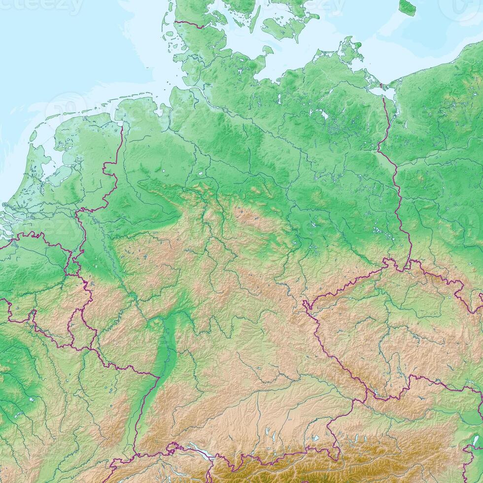 Blank physical topographic map of Germany photo