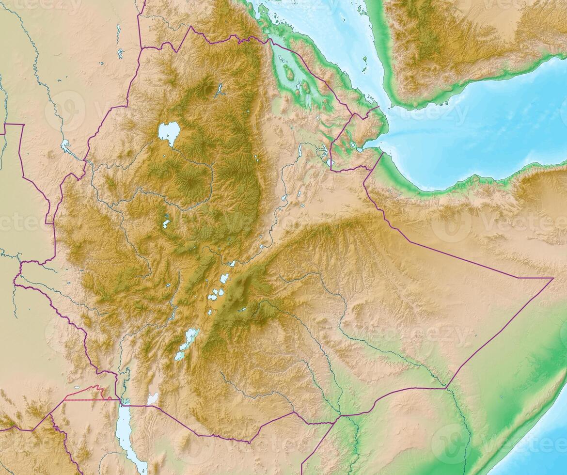 Blank physical topographic map of Ethiopia photo