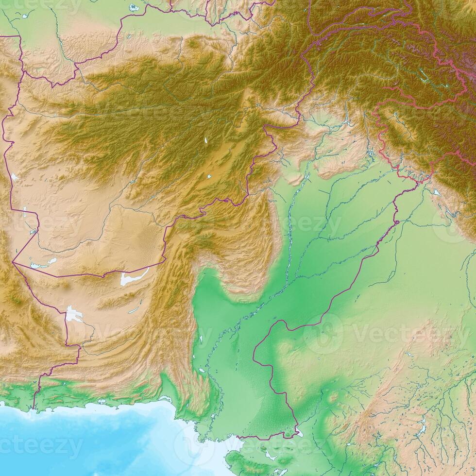 Blank physical topographic map of Pakistan photo