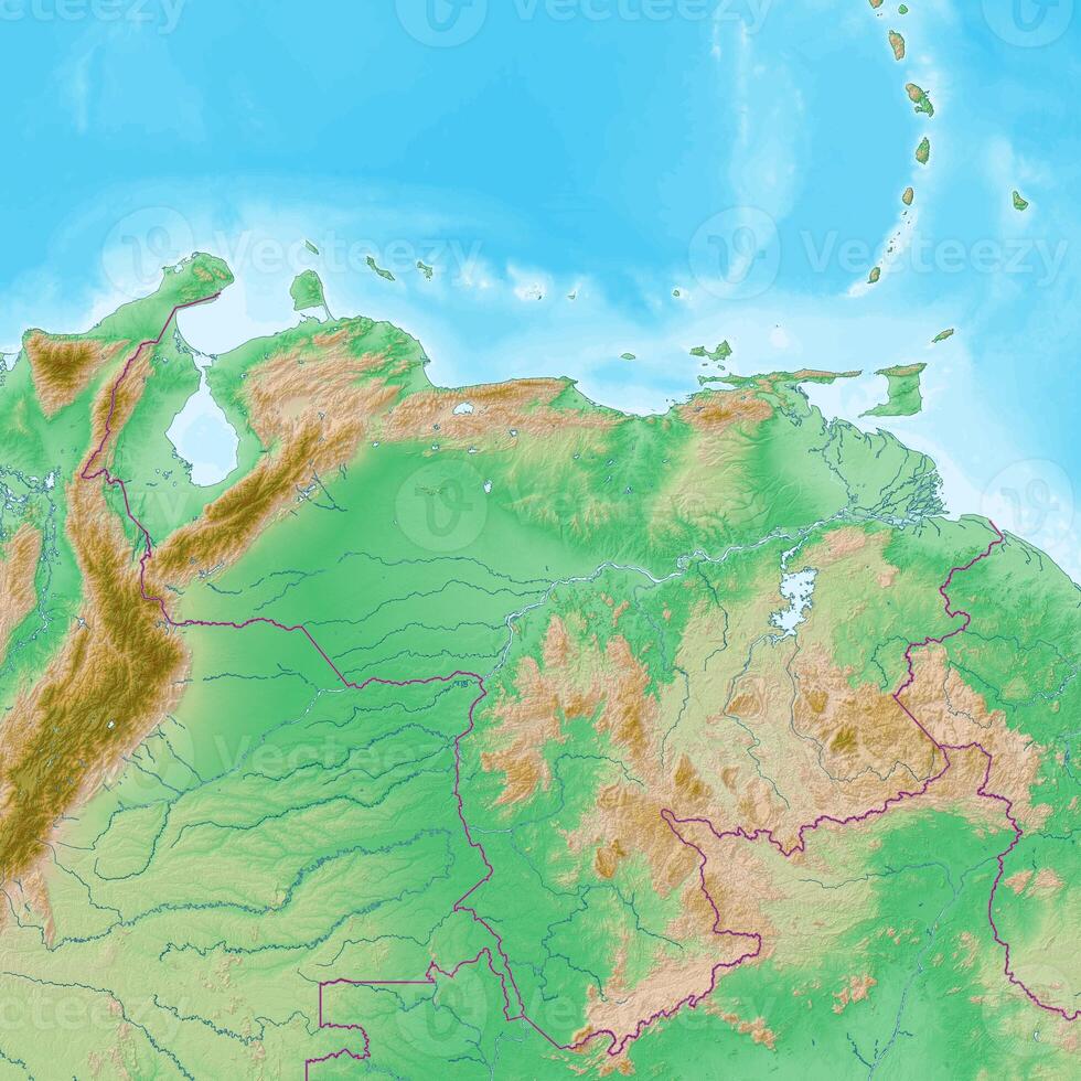 Blank physical topographic map of Venezuela photo