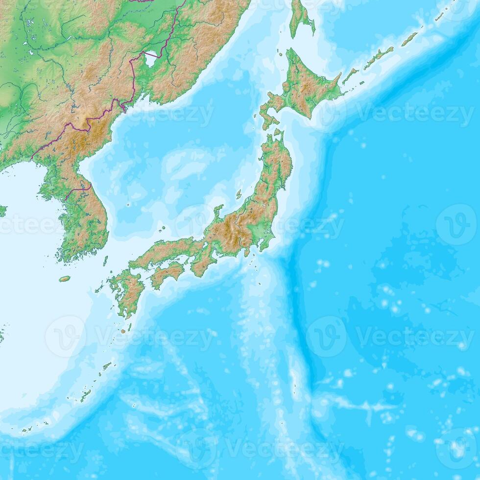 Blank physical topographic map of Japan photo