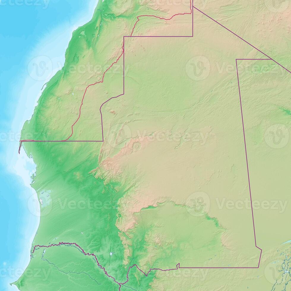 Blank physical topographic map of Mauritania photo