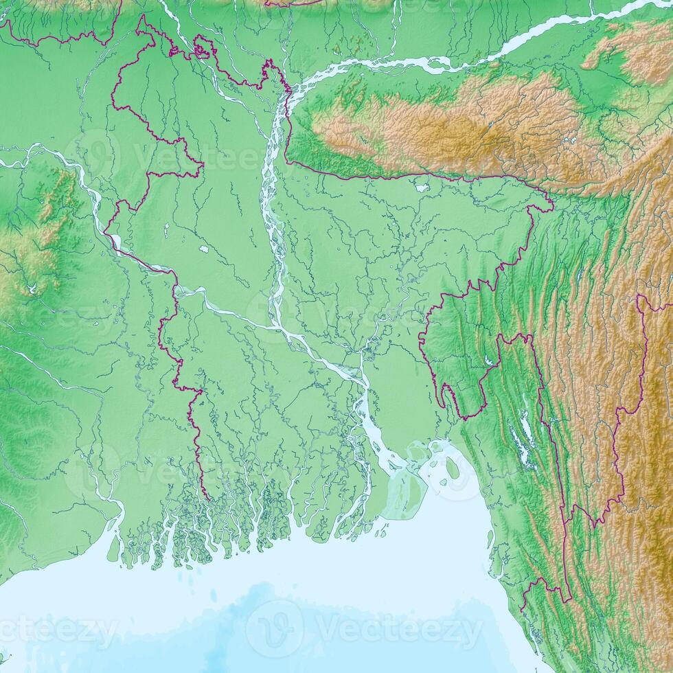 Blank physical topographic map of Bangladesh photo