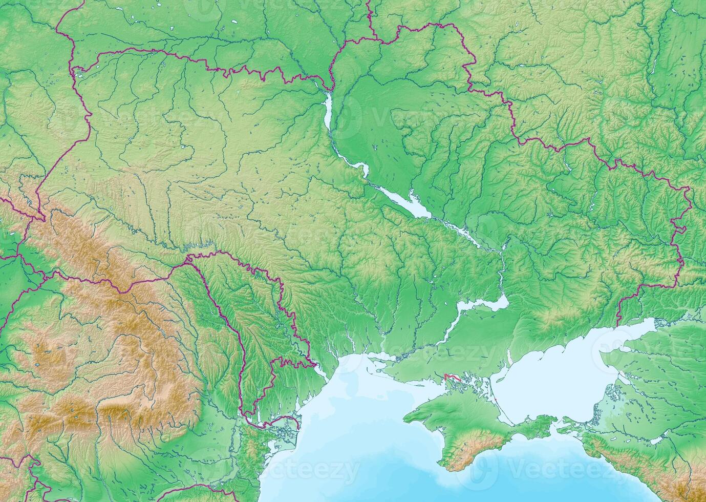 Blank physical topographic map of Ukraine photo