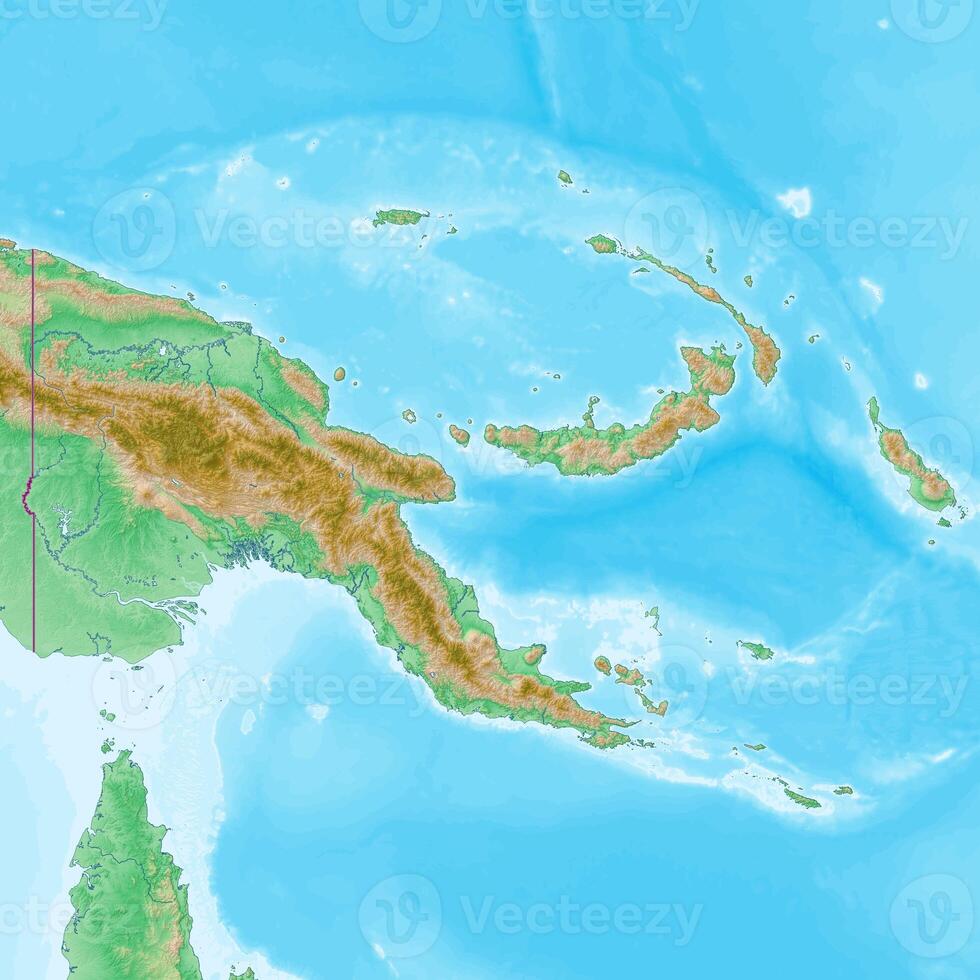 Blank physical topographic map of Papua New Guinea photo