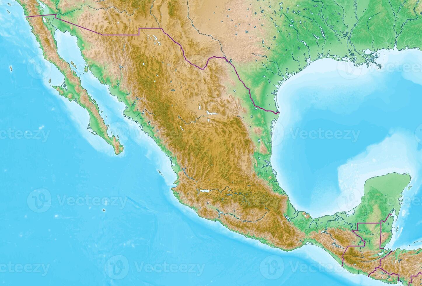 Blank physical topographic map of Mexico photo