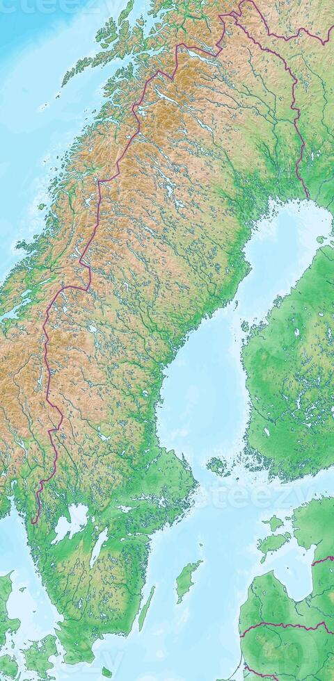 Blank physical topographic map of Sweden photo