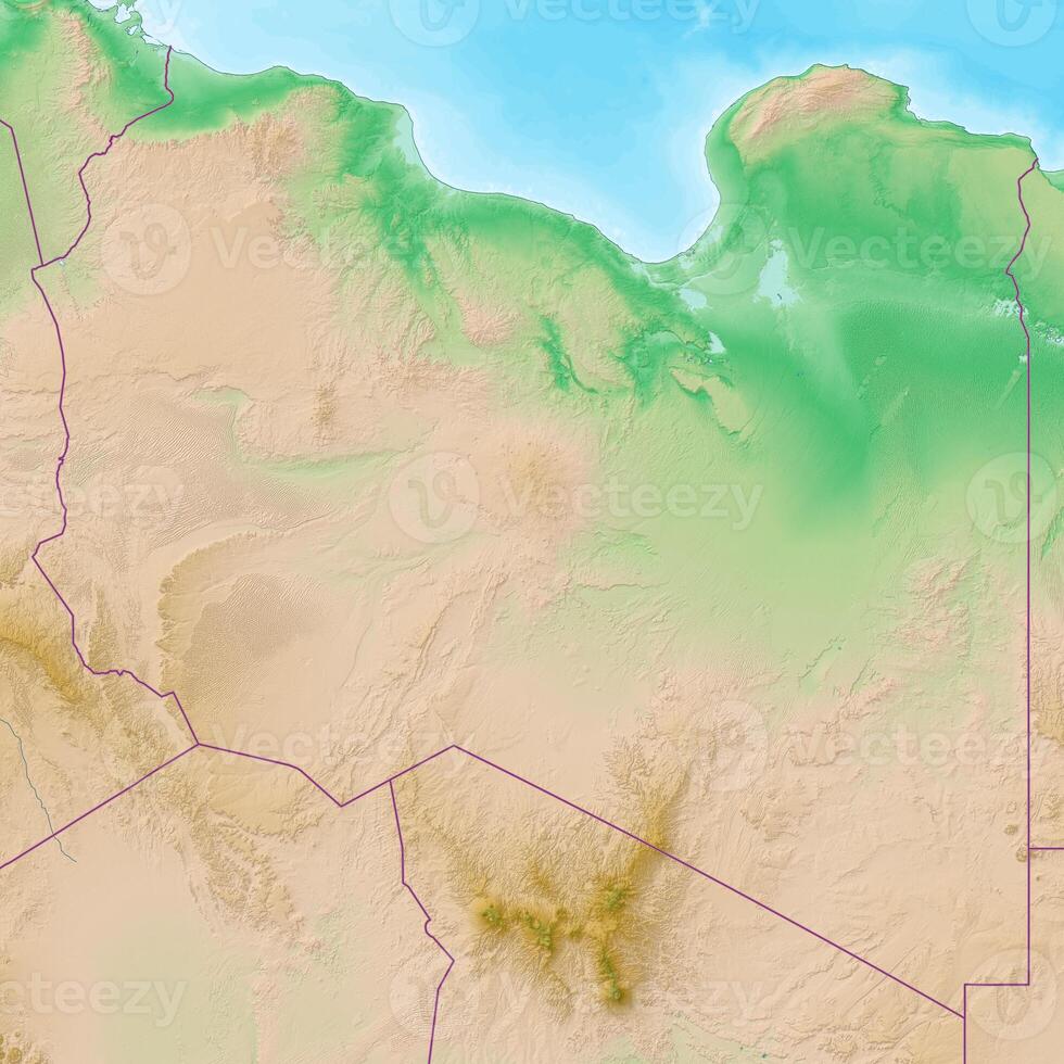 Blank physical topographic map of Libya photo