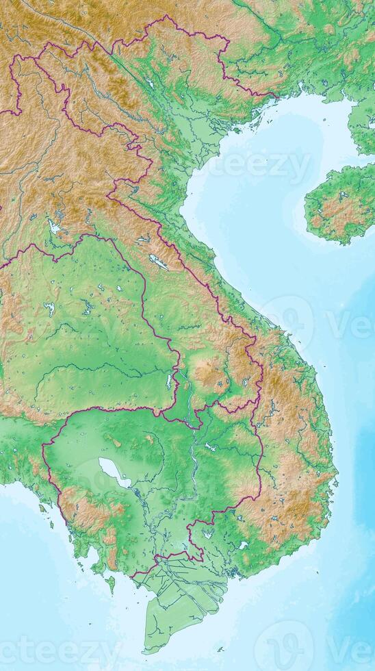 Blank physical topographic map of Vietnam photo