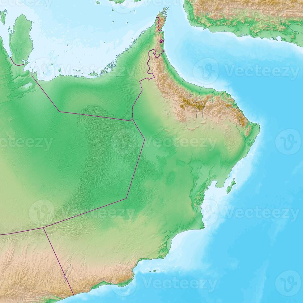 Blank physical topographic map of Oman photo