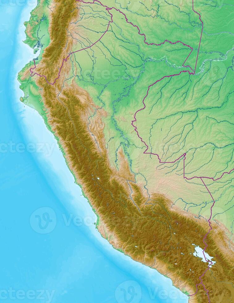 Blank physical topographic map of Peru photo