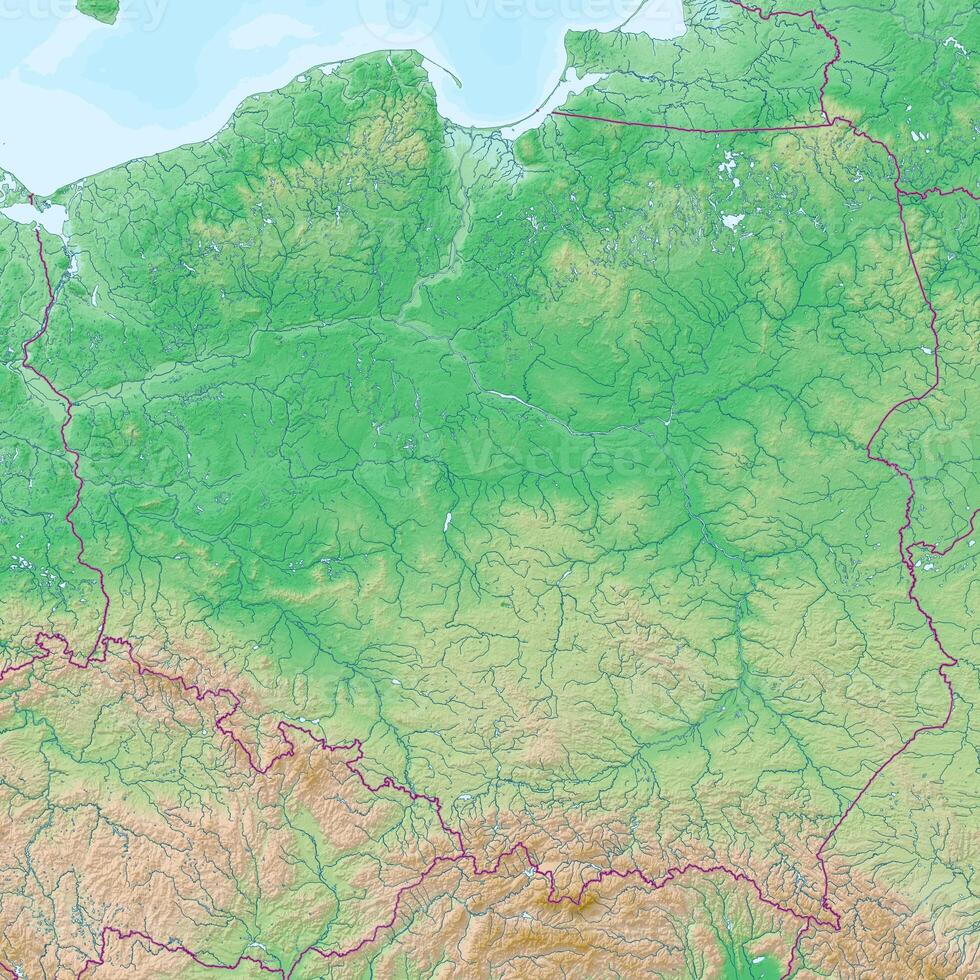 Blank physical topographic map of Poland photo
