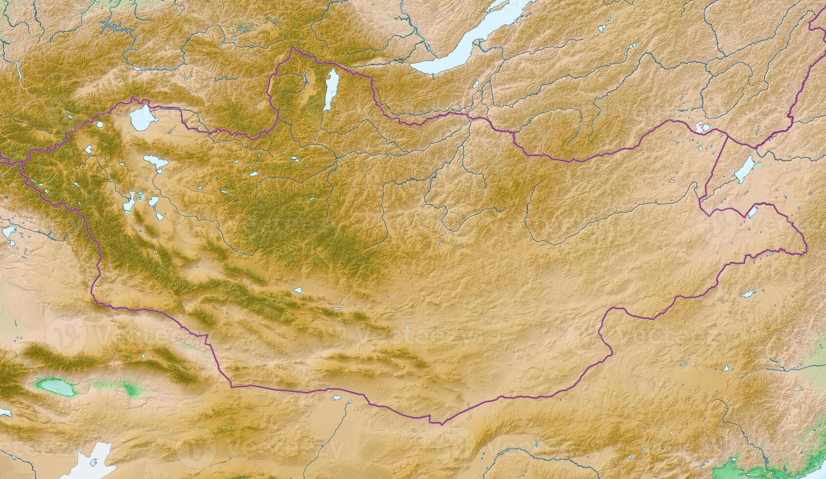 Blank physical topographic map of Mongolia photo