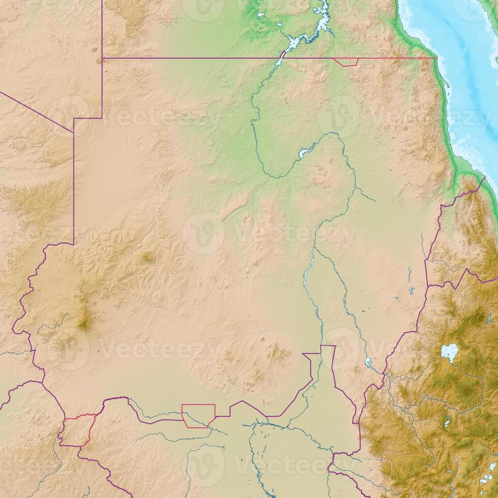 Blank physical topographic map of Sudan photo