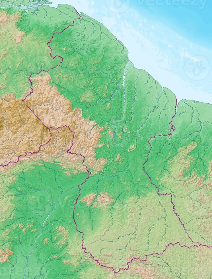 Blank physical topographic map of Guyana photo