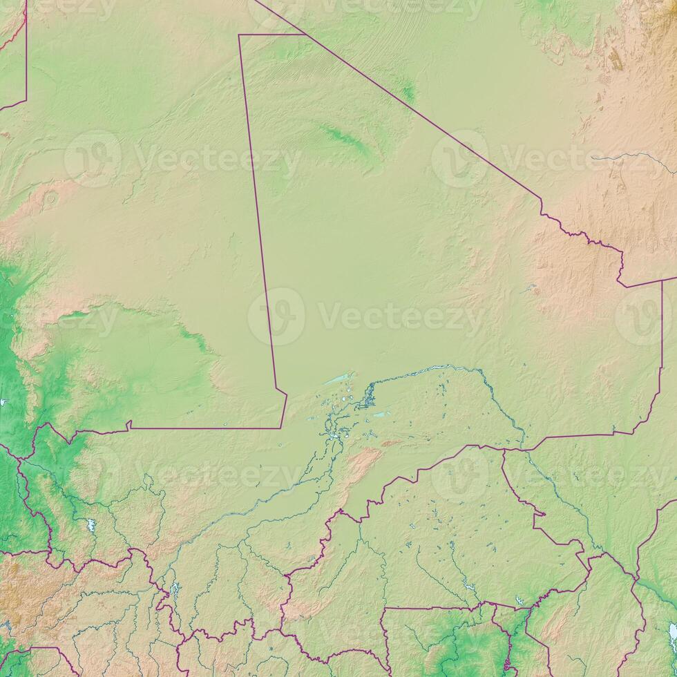 Blank physical topographic map of Mali photo