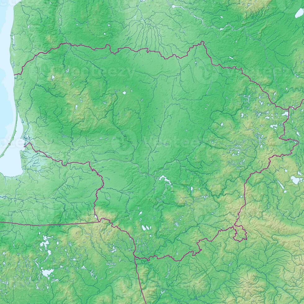 Blank physical topographic map of Lithuania photo