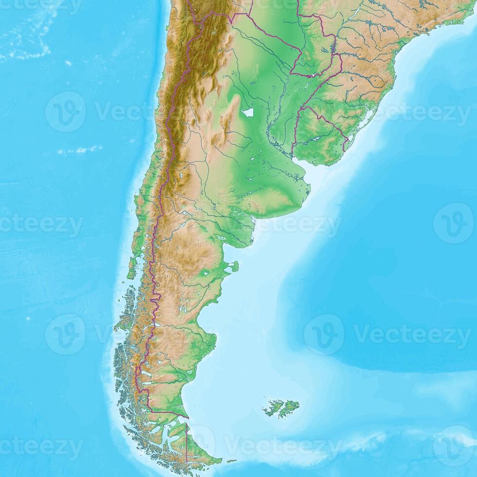 Blank physical topographic map of Argentina photo