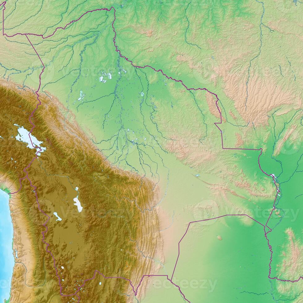 Blank physical topographic map of Bolivia photo