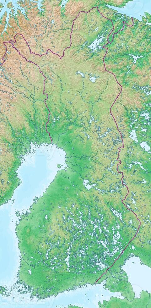 Blank physical topographic map of Finland photo