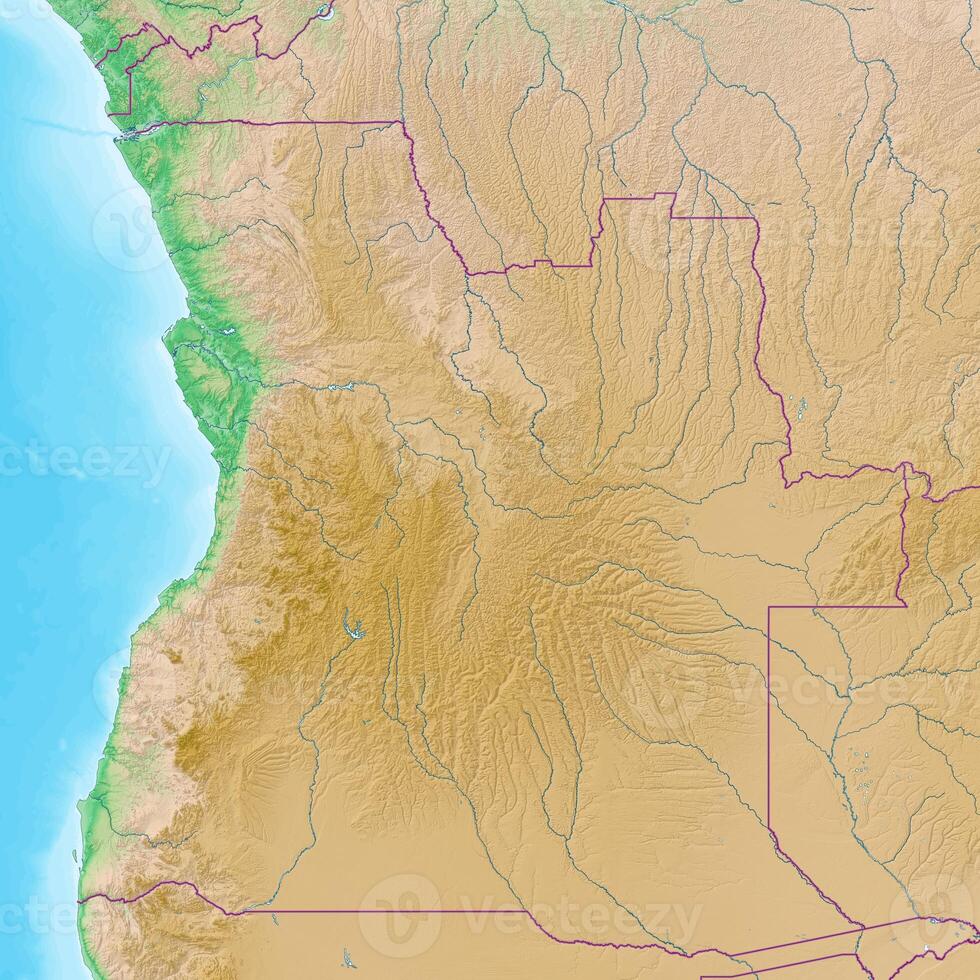 Blank physical topographic map of Angola photo