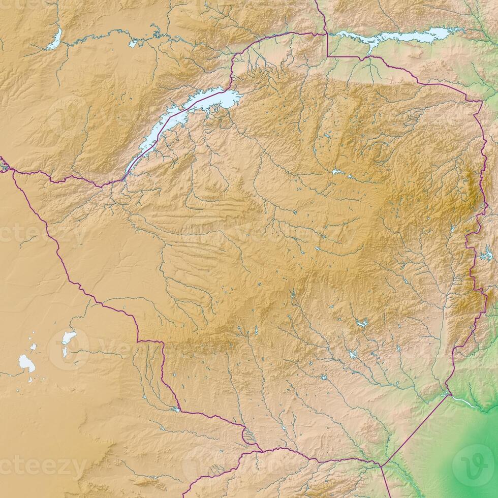Blank physical topographic map of Zimbabwe photo