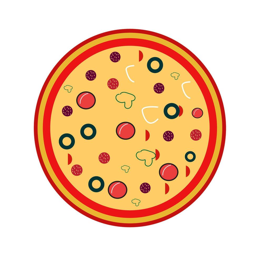 pizza design custom fast food, vegetable, cook tomatoes white background vector