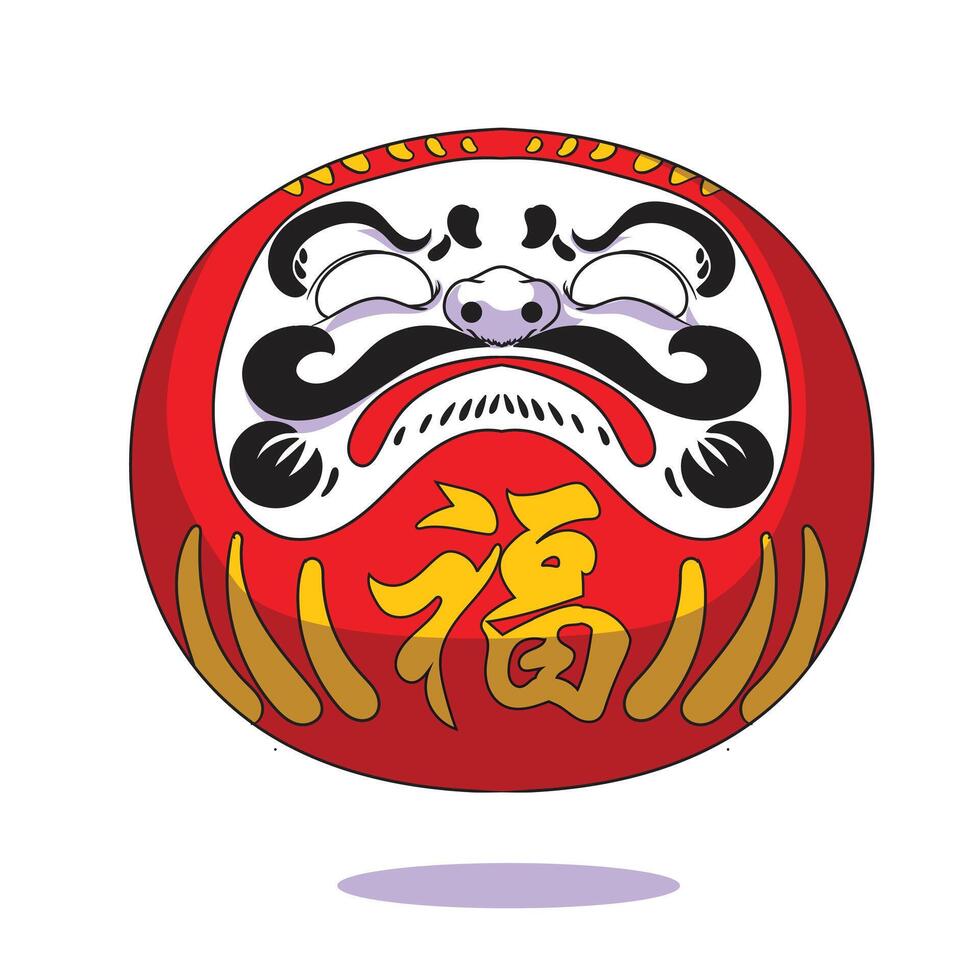 A Traditional Japanese Daruma Doll illustration on a White Background. vector