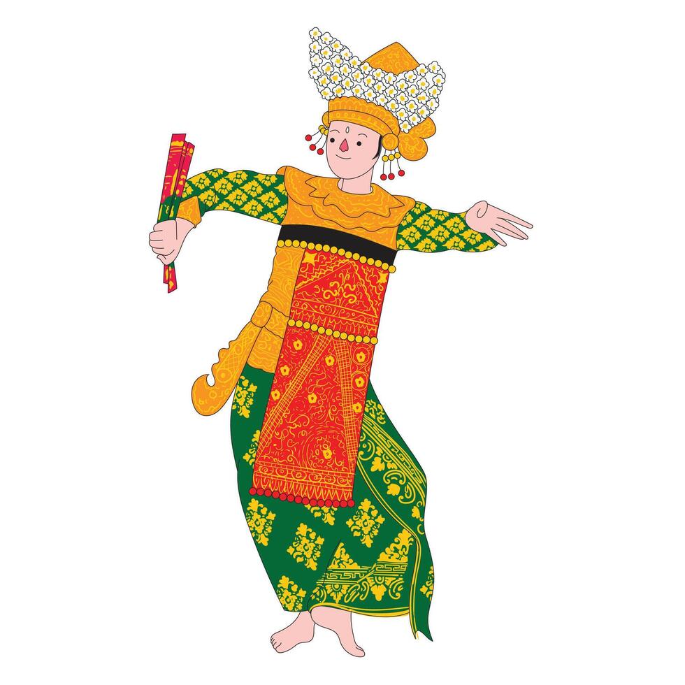 Balinese dancer illustration isolated in white background. vector