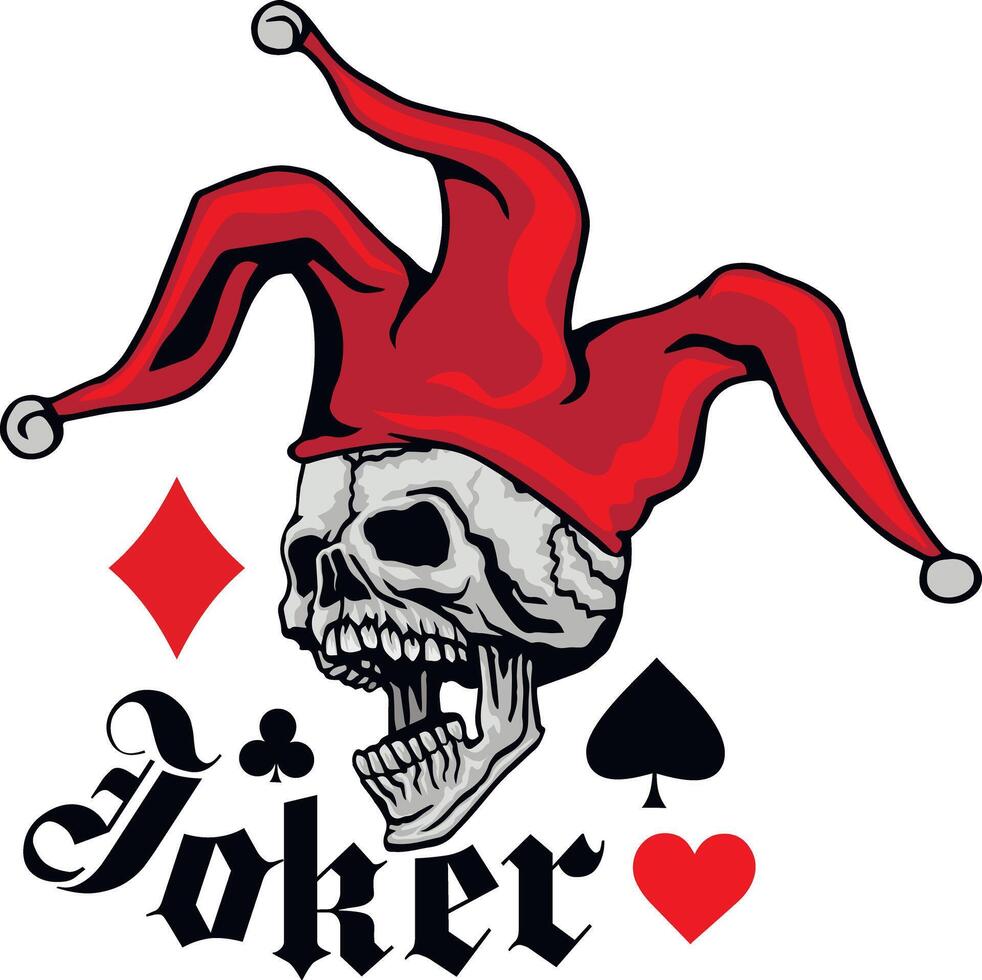Joker skull in a jester's cap vector