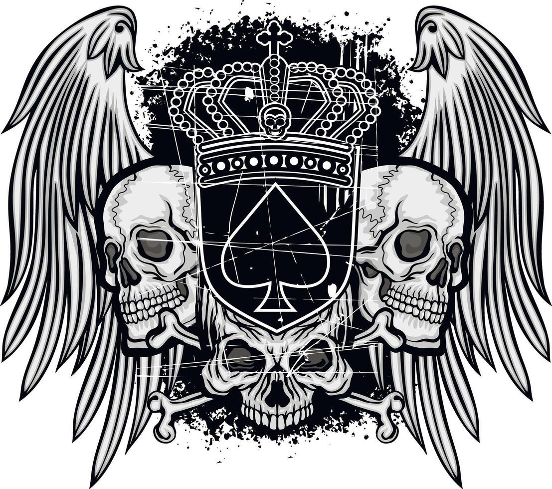 ace of spades with three skulls vector