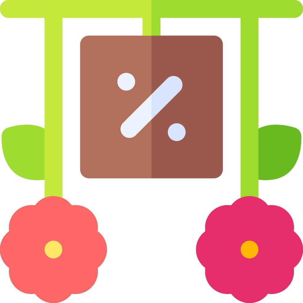 A flower hanging from a wooden frame with a sign on it vector