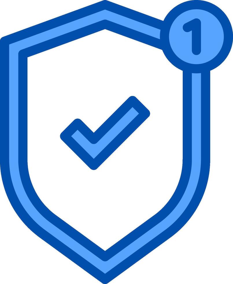 A blue shield with a tick mark on it vector
