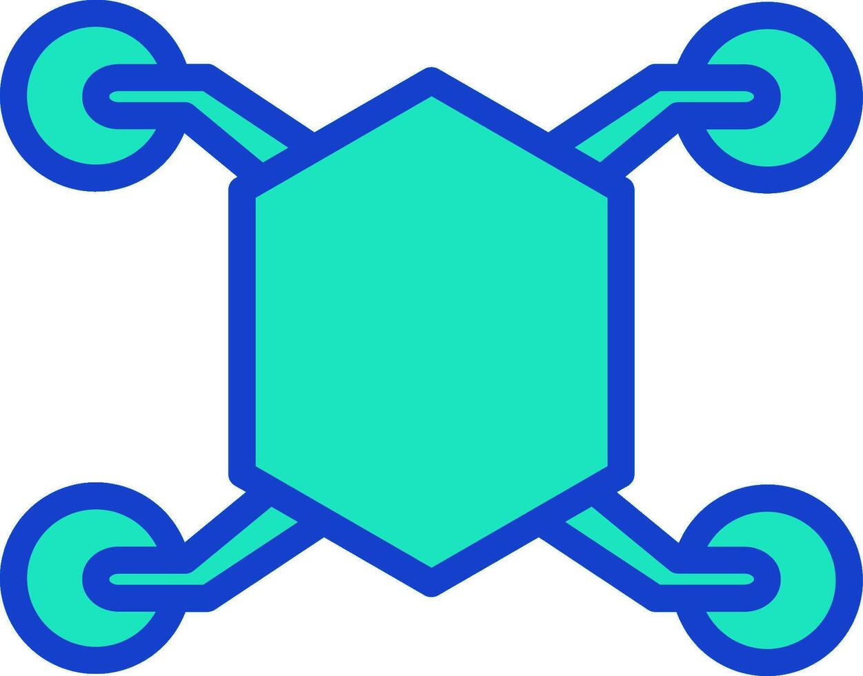 A blue and green hexagon with four wheels vector