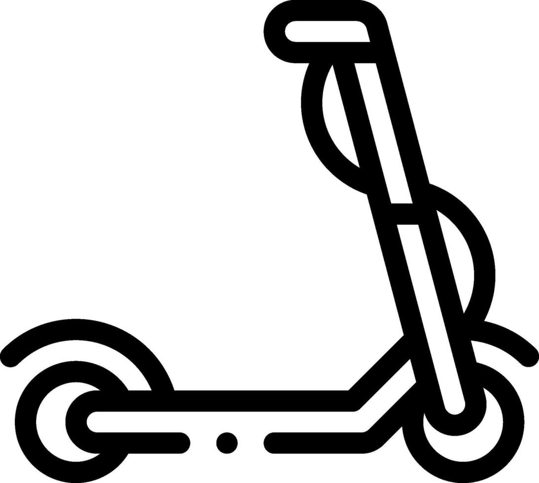A black and white illustration of a scooter vector