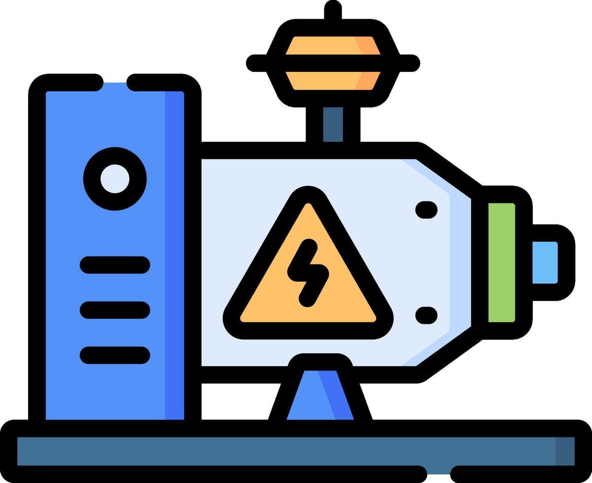 A machine with a warning sign on it vector