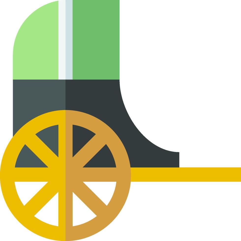 A horse drawn carriage with a green and yellow top vector